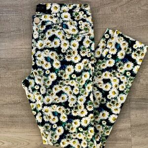 Daisy print straight leg thin jeans